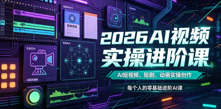 2026AI视频实操进阶课,AI短视频、短剧、动画实操创作,每个人的零基础进阶ai课-副业网