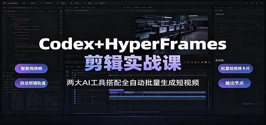 Codex+HyperFrames剪辑实战课：两大AI工具搭配全自动批量生成短视频-副业网