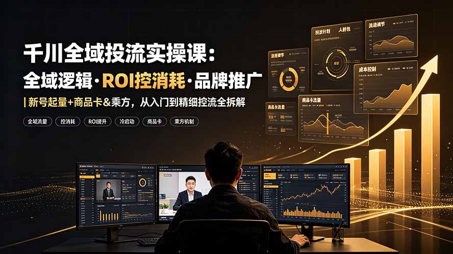 千川全域投流实操课：全域逻辑·ROI控消耗·品牌推广｜新号起量+商品卡&乘方，从入门到精细控流全拆解-副业网
