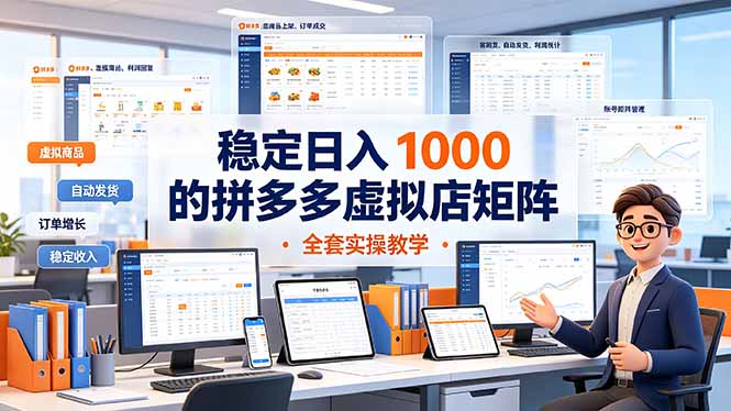 稳定日入 1000 的拼多多虚拟店矩阵,全套实操教学-副业网