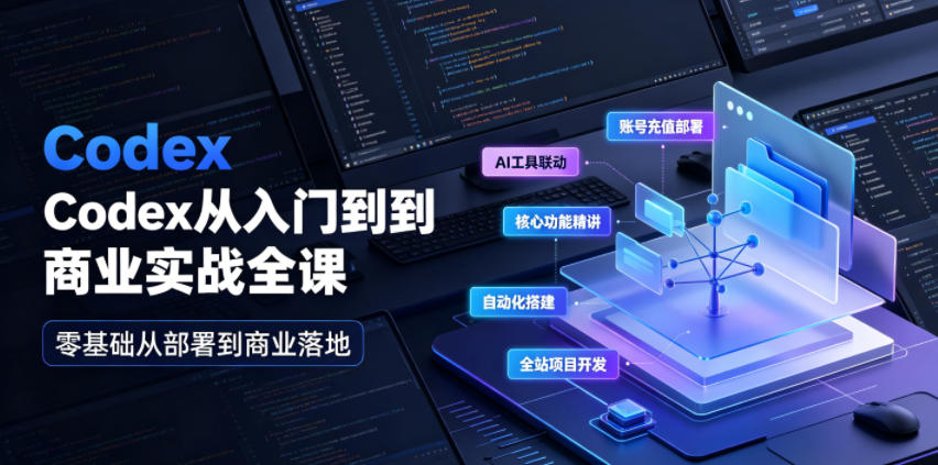 Codex从入门到商业实战全课｜账号充值部署、AI工具联动、核心功能精讲、自动化搭建、全站项目开发零基础教程-副业网