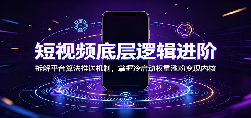 短视频底层逻辑进阶:拆解平台算法推送机制,掌握冷启动权重涨粉变现内核-副业网