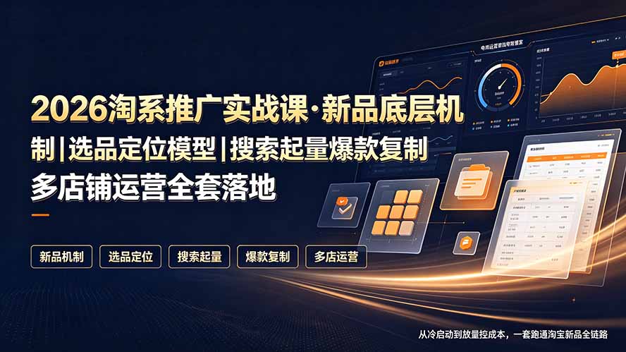 2026淘系推广实战课·新品底层机制｜选品定位模型｜搜索起量爆款复制多店铺运营全套落地教程-副业网