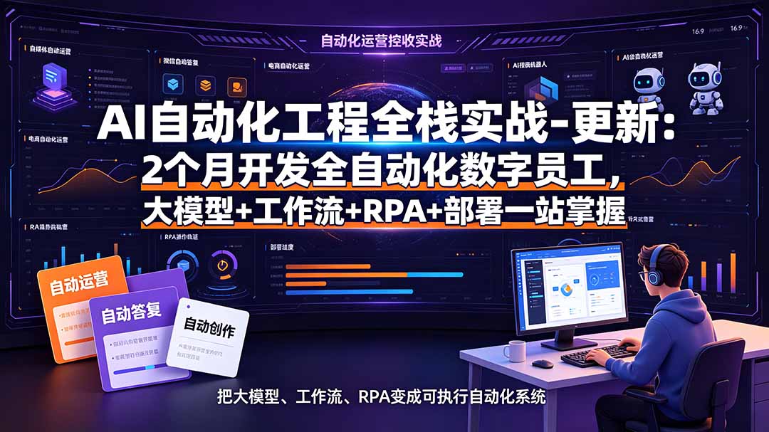 AI自动化工程全栈实战-更新:2个月开发全自动化数字员工,大模型+工作流+RPA+部署一站式掌握-副业网