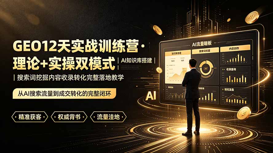 GEO12天实战训练营·理论+实操双模式|AI知识库搭建|搜索词挖掘内容收录转化完整落地教学-副业网