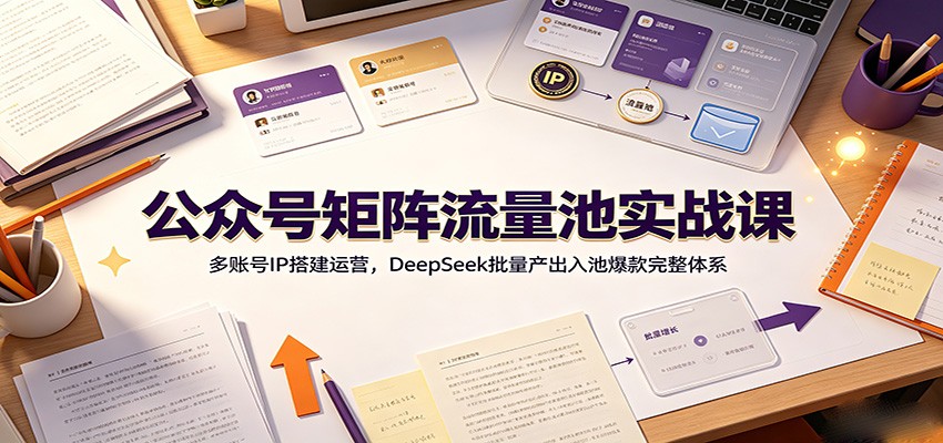 公众号矩阵流量池实战课：多账号IP搭建运营，DeepSeek批量产出入池爆款完整体系-副业网