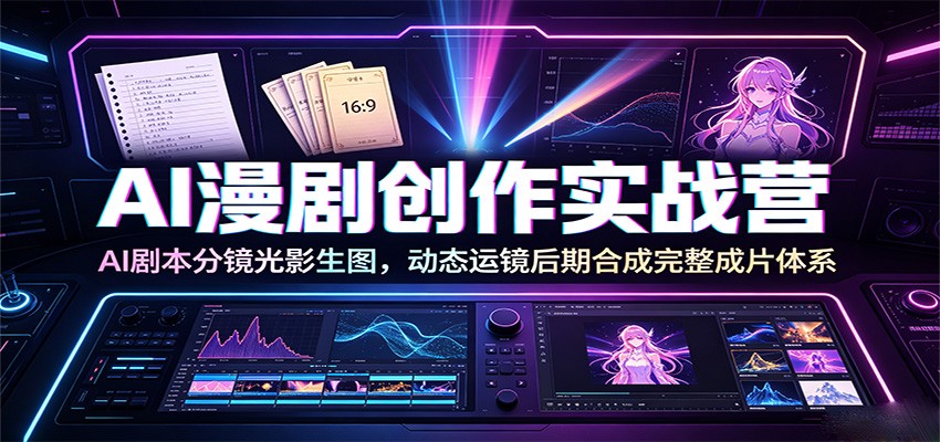 AI漫剧创作实战营:AI剧本分镜光影生图,动态运镜后期合成完整成片体系-副业网