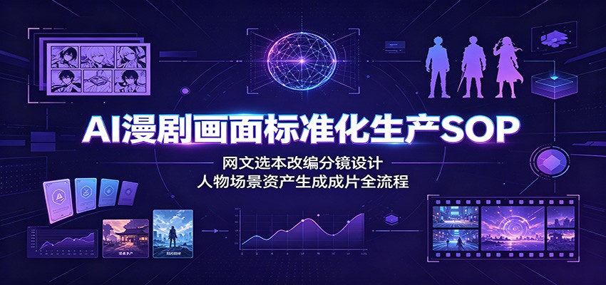 AI漫剧画面标准化生产SOP：网文选本改编分镜设计，人物场景资产生成成片全流程-副业网