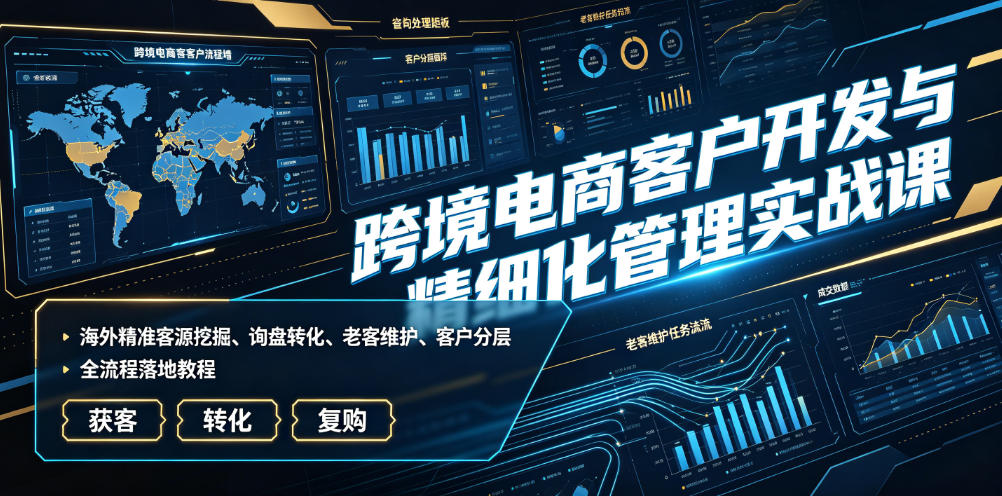 跨境电商客户开发与精细化管理实战课｜海外精准客源挖掘、询盘转化、老客维护、客户分层全流程落地教程-副业网