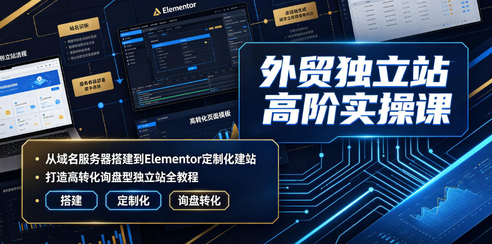 外贸独立站高阶实操课|从域名服务器搭建到Elementor定制化建站,打造高转化询盘型独立站全教程-副业网