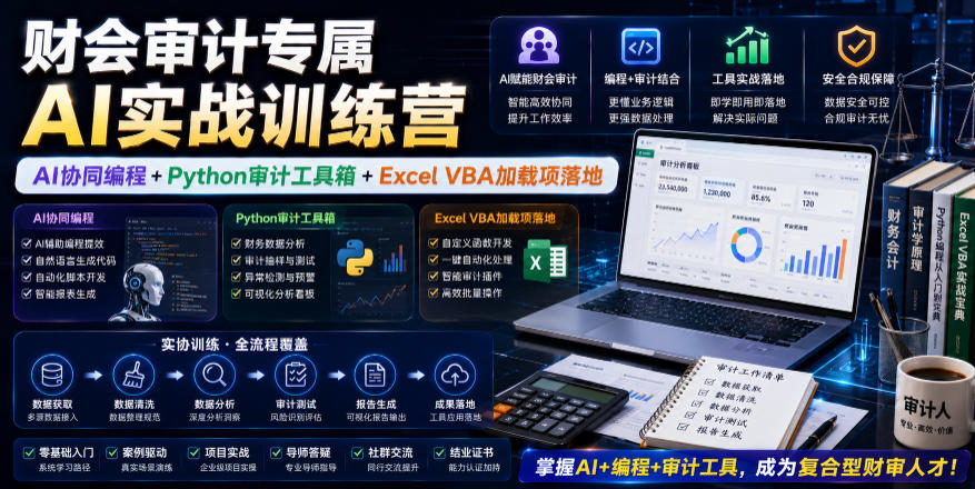 财会审计专属AI实战训练营|AI协同编程+Python审计工具箱+Excel VBA加载项落地(更新0710)-副业网