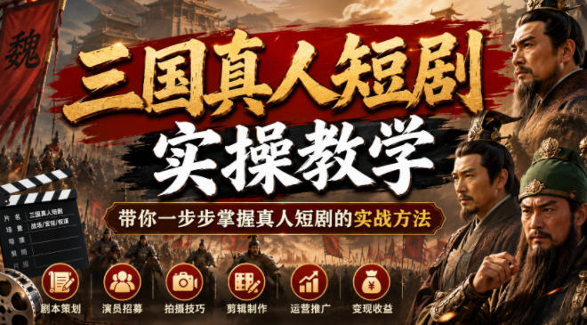 三国真人短剧实操教学,带你一步步掌握真人短剧的实战方法-副业网