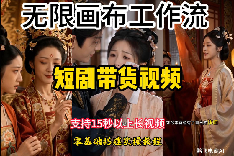 无限画布工作流制作短剧带货视频支持制作15秒以上视频,实操搭建教学,看完教程小白也能轻松搭建-副业网