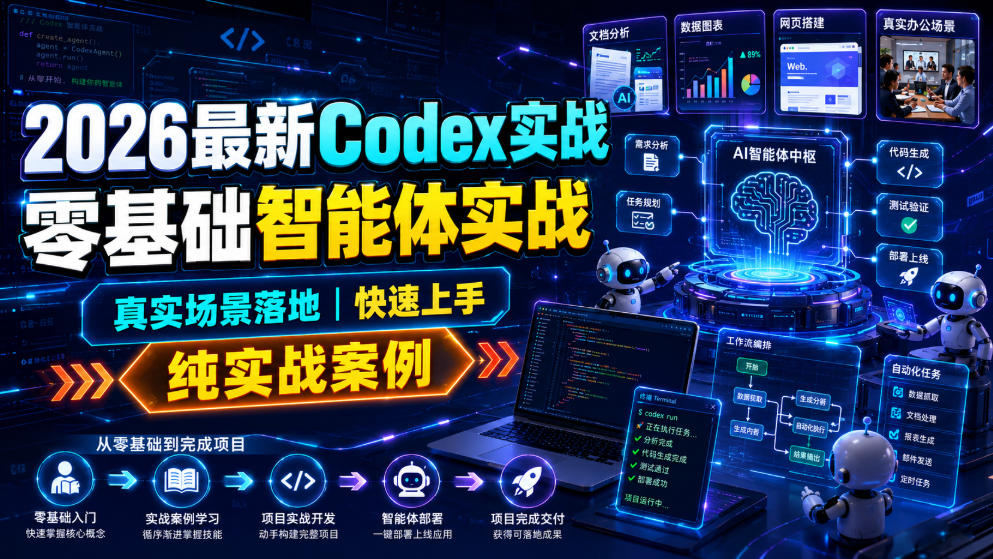 2026最新Codex实战零基础智能体实战，真实场景落地，快速上手，纯实战案例-副业网