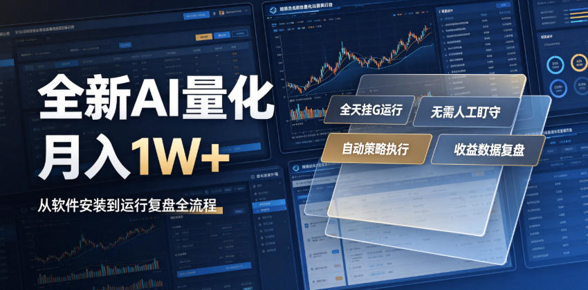 全新AI量化月入1W+,一台电脑全天挂G运行,不用盯不用操作,懒人专属副业!【揭秘】-副业网