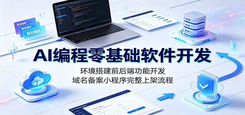AI编程零基础软件开发:环境搭建前后端功能开发,域名备案小程序完整上架流程-副业网