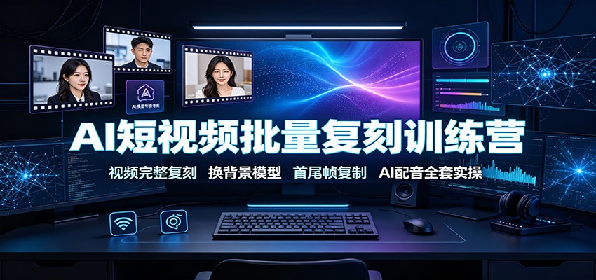 AI短视频批量复刻训练营:视频完整复刻,换背景模型、首尾帧复制、AI配音全套实操-副业网
