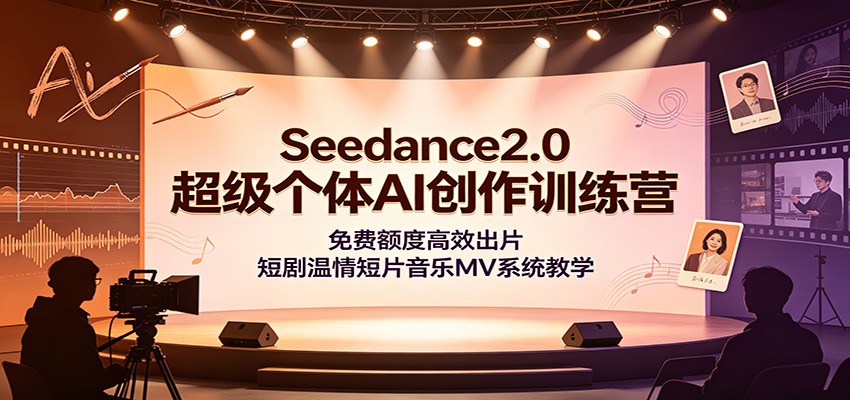 Seedance2.0超级个体AI创作训练营：免费额度高效出片，短剧温情短片音乐MV系统教学-副业网