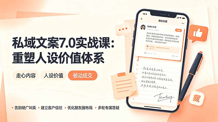 私域文案实战课7.0:重塑人设价值体系|-告别硬广推销×走心内容×自我价值塑造,实现被动成交-副业网