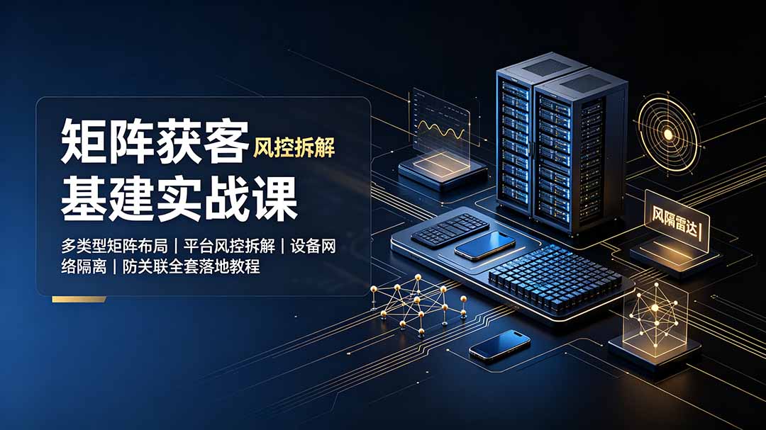 矩阵获客基建实战课:多类型矩阵布局|平台风控拆解|设备网络隔离|防关联全套落地教程-副业网