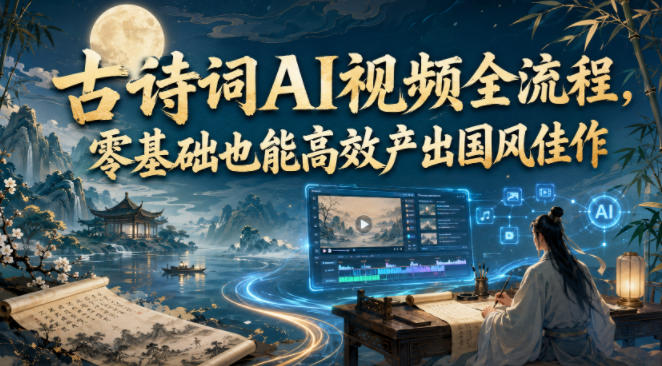 古诗词AI视频全流程,零基础也能高效产出国风佳作-副业网