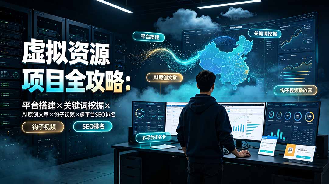 虚拟资源项目全攻略:平台搭建×关键词挖掘×AI原创文章×钩子视频×多平台SEO排名-副业网