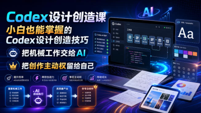 Codex设计创造课，小白也能掌握的Codex设计创造技巧，把机械工作交给AI，把创作主动权留给自己-副业网