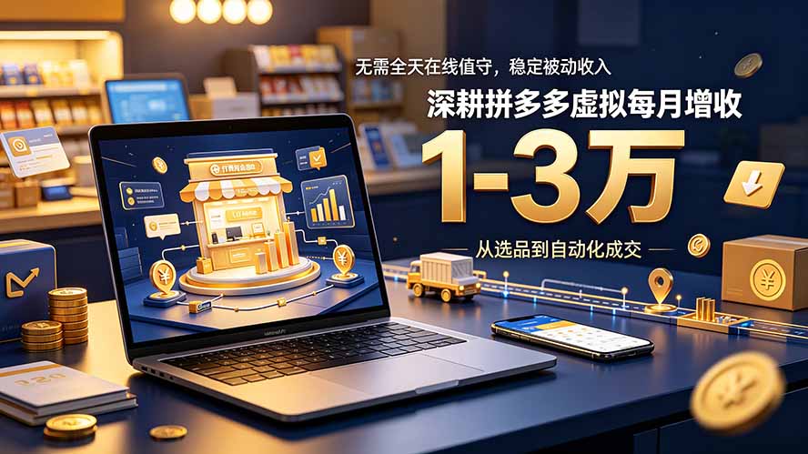 无需全天在线值守，稳定被动收入，深耕拼多多虚拟每月增收 1-3 万-副业网