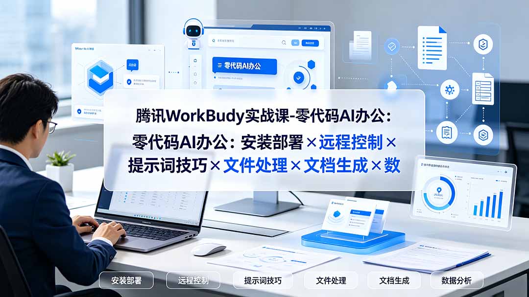 腾讯WorkBuddy实战课-零代码AI办公:安装部署×远程控制×提示词技巧×文件处理×文档生成×数据分析-副业网
