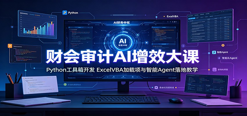 财会审计AI增效大课:Python工具箱开发,ExcelVBA加载项与智能Agent落地教学-副业网
