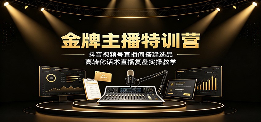 金牌主播特训营:抖音视频号直播间搭建选品,高转化话术直播复盘实操教学-副业网