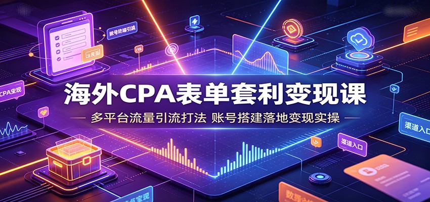 海外CPA表单套利变现课:多平台流量引流打法,账号搭建落地变现实操-副业网
