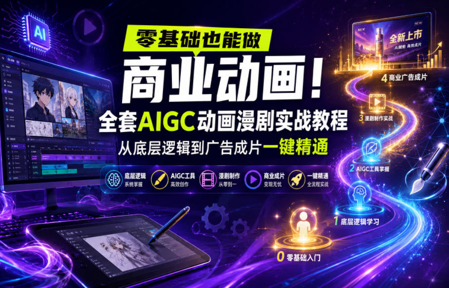 零基础也能做商业动画！全套AIGC动画漫剧实战教程，从底层逻辑到广告成片一键精通(更新0715)-副业网