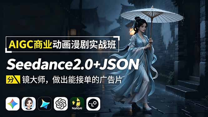 AIGC商业动画漫剧实战班-更新：Seedance2.0+JSON分镜大师，做出能接单的广告片-副业网