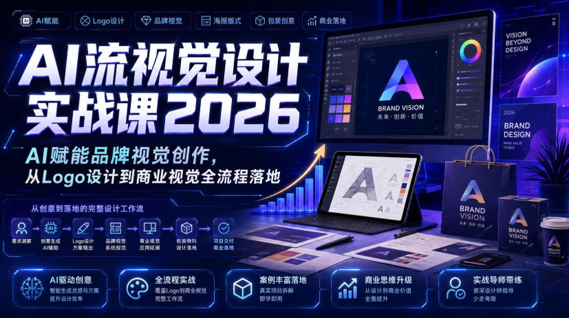 AI流视觉设计实战课2026:AI赋能品牌视觉创作,从Logo设计到商业视觉全流程落地-副业网