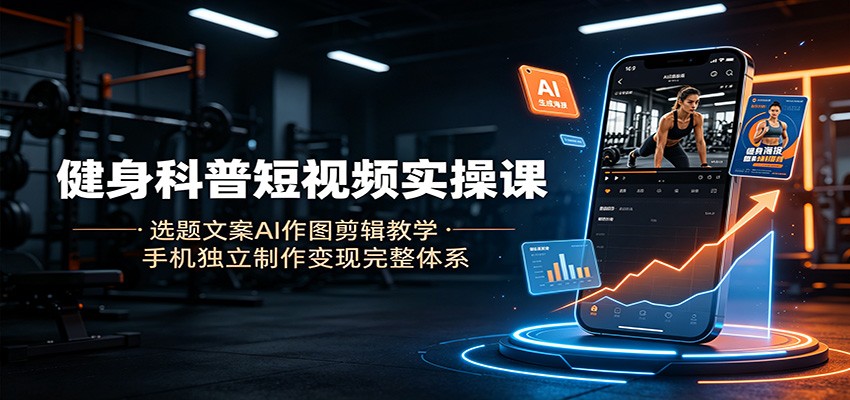 健身科普短视频实操课:选题文案AI作图剪辑教学,手机独立制作变现完整体系-副业网