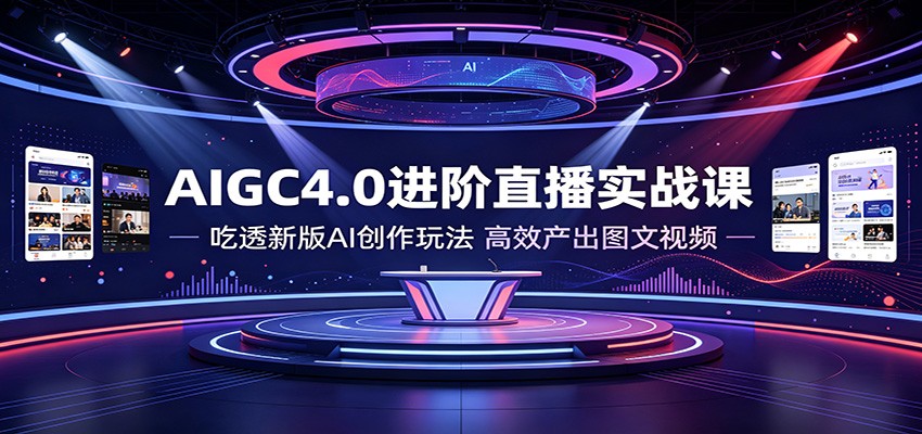 AIGC4.0进阶直播实战课:吃透新版AI创作玩法,高效产出图文视频-副业网