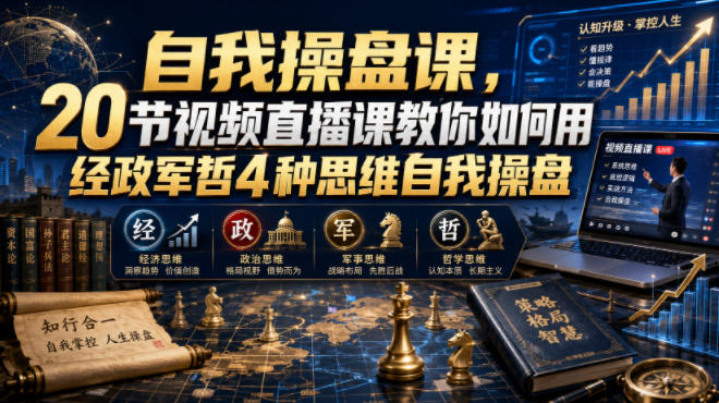 自我操盘课,20节视频直播课教你如何用经政军哲4种思维自我操盘-副业网