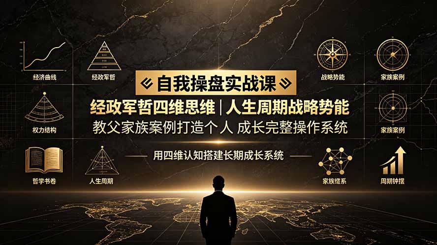 自我操盘实战课:经政军哲四维思维|人生周期战略势能|教父家族案例打造个人成长完整操作系统-副业网