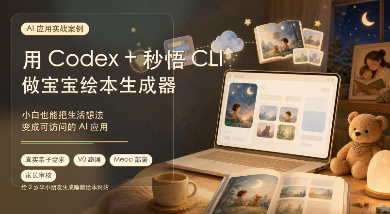 AI应用实战案例，用Codex+秒悟CLl做宝宝绘本生成器，小白也能把生活想法变成可访问的AI应用-副业网