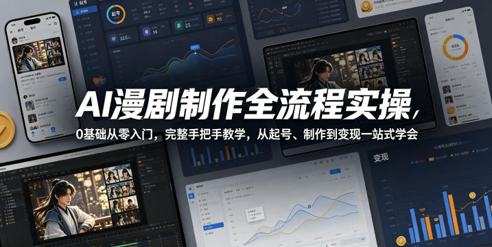AI漫剧制作全流程实操,0基础从零入门,完整手把手教学,从起号、制作到变现一站式学会(更新)-副业网