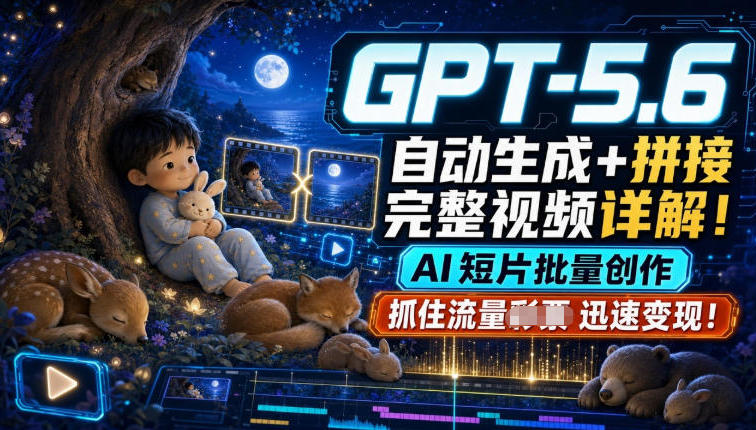 GPT-5.6自动生成＋拼接完整视频详解，AI短片批量创作，抓住流量迅速变现！-副业网