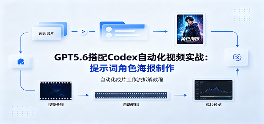 GPT5.6搭配Codex自动化视频实战：提示词角色海报制作，自动化成片工作流拆解教程-副业网