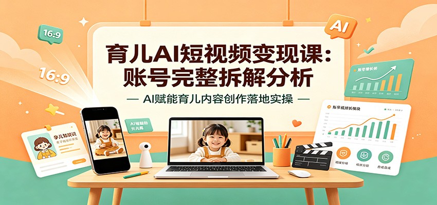 育儿AI短视频变现课：账号完整拆解分析，AI赋能育儿内容创作落地实操-副业网