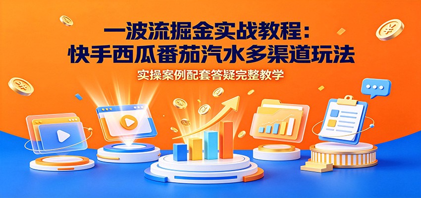 一波流掘金实战教程：快手西瓜番茄汽水多渠道玩法，实操案例配套答疑完整教学-副业网
