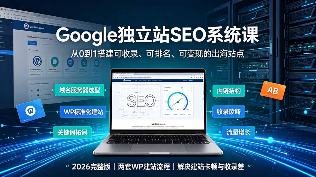 Google独立站SEO-7月系统课：出海基建×WordPress建站×AI内容生产×站内外优化×Search Console×AdSense变现-副业网