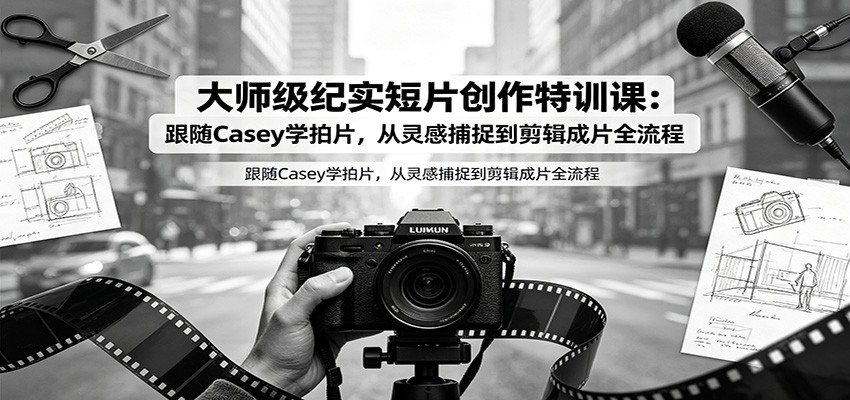 大师级纪实短片创作特训课：跟随Casey学拍片，从灵感捕捉到剪辑成片全流程-副业网