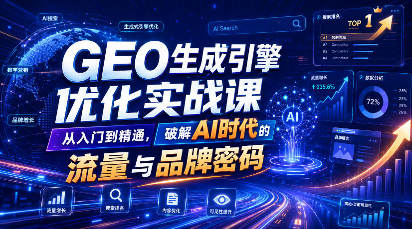 GEO生成引擎优化实战课,从入门到精通,破解AI时代的流量与品牌密码-副业网