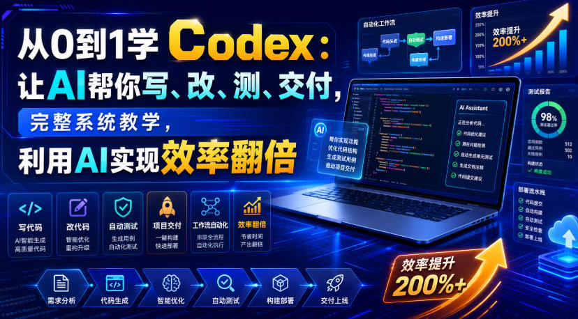 从0到1学Codex：让AI帮你写、改、测、交付，完整系统教学，利用AI实现效率翻倍-副业网