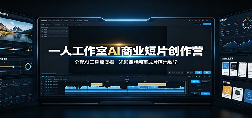 一人工作室AI商业短片创作营：全套AI工具库实操，光影品牌叙事成片落地教学-副业网